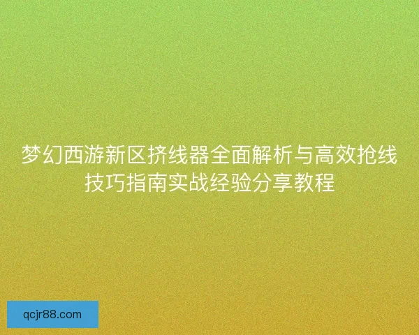 梦幻西游新区挤线器全面解析与高效抢线技巧指南实战经验分享教程